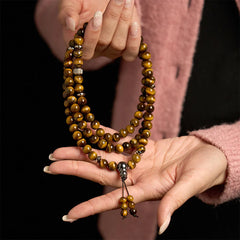 108 Mala Beads Natural Stone Tiger Eye Multi-turn Protection Bracelet