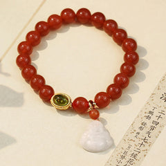 Natural Red Agate Buddha-themed Success Bracelet