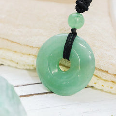 Renbeads Lucky Coin Pendant Healing Crystal Gemstone Necklace