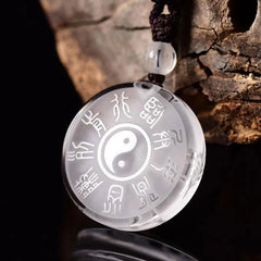 Renbeads Taoism Five Sacred Mountains Yin Yang Symbol Liuli Crystal Balance Necklace Pendant Key Chain