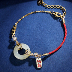 925 Sterling Silver Natural Jade Gourd Peace Buckle Zircon Luck Bracelet Necklace Pendant Earrings