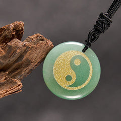 Various Crystal Amethyst Tiger Eye Green Aventurine Yin Yang Spiritual Necklace Pendant