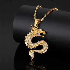 Chinese Zodiac Dragon Zircon Protection Necklace Pendant
