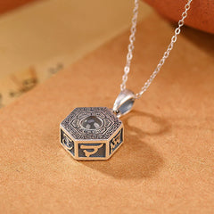 990 Sterling Silver Tibetan Om Mani Padme Hum Lotus Love Projection Necklace Pendant