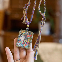 Tibetan Goddess of Wealth Prayer Box Necklace Pendant
