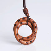 Lightning Struck Jujube Wood Taoist Yin Yang Ring Pendant Necklace