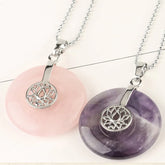 Various Crystal Amethyst Pink Crystal Lotus Healing Necklace Pendant