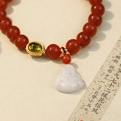 Natural Red Agate Buddha-themed Success Bracelet