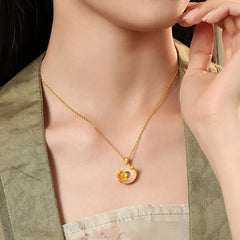 Chalcedony 925 Sterling Silver Peace Buckle Flower Necklace Pendant