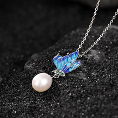 Renbeads 925 Sterling Silver Pearl Butterfly Healing Necklace Pendant Earrings Ring