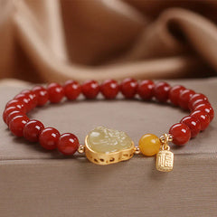Laughing Buddha Red Agate Jade Confidence Bracelet