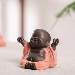Always Smiling Purple Clay Laughing Buddha Statue Decoration