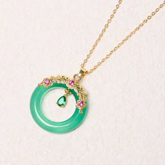 Green Chalcedony Peace Buckle Necklace Pendant