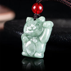 Lucky Cat Jade Abundance Necklace Pendant