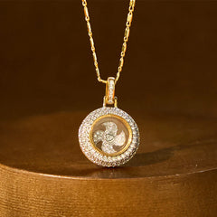 Gold Plated Copper Brass Rotatable Windmill Symbol Balance Necklace Pendant
