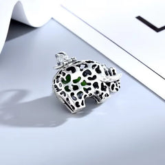 925 Sterling Silver Cyan Jade Elephant Success Necklace Pendant