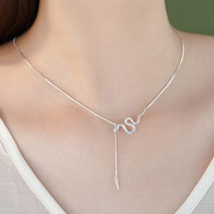 925 Sterling Silver Snake Balance Necklace Pendant and Earrings Set