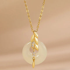 Hetian Jade 925 Sterling Silver Wheat Luck Necklace Pendant