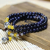 Blue Sandstone Wealth Charm Bracelet Mala