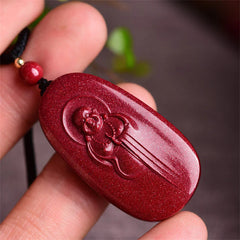 Laughing Buddha Yin Yang Chinese Zodiac Gourd Natural Cinnabar Blessing Necklace Pendant