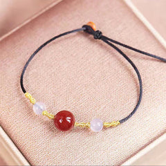 Natural Red Agate Chalcedony String Bead Bracelet Necklace Pendant for Self-acceptance and Confidence