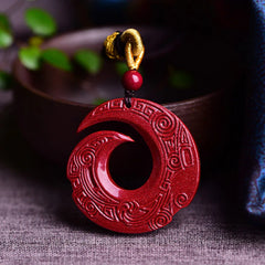 One's Luck Improves Design Pattern Natural Cinnabar Blessing Necklace Pendant