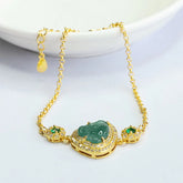 Laughing Buddha Green Jade Zircon Luck Chain Bracelet