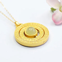 Hetian Jade Hundred Blessings 'Fu' Character Rotatable Necklace Pendant