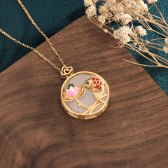 White Jade Koi Fish Lotus Blessing Necklace Pendant