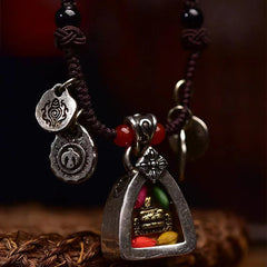 Tibetan Medicine Buddha Compassion Braided Rope Necklace Pendant