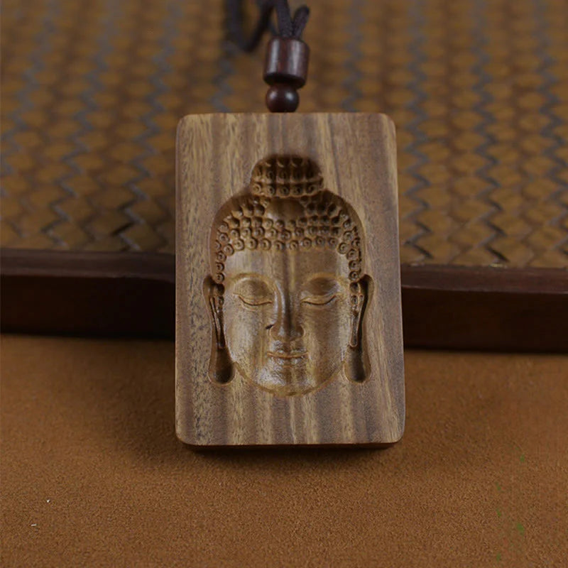 Green Sandalwood Buddha Symbol Positive Necklace Pendant