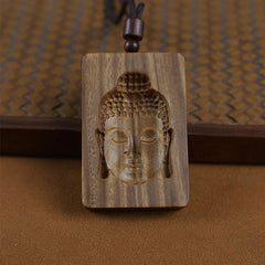 Green Sandalwood Buddha Symbol Positive Necklace Pendant