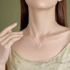 925 Sterling Silver Tulip Chalcedony Peace Buckle Fortune Necklace Pendant