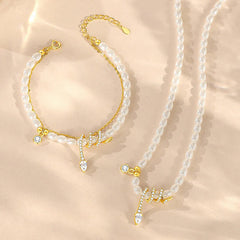 925 Sterling Silver Snake and Pearl Bracelet, Necklace, and Pendant