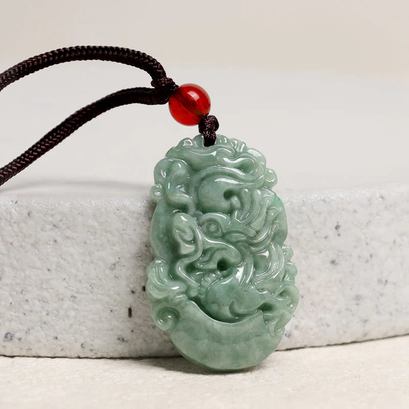 Natural Jade 12 Chinese Zodiac Prosperity Necklace Pendant