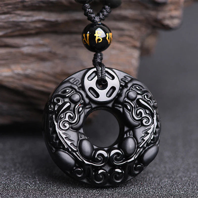 Pixiu Obsidian Wealth Pendant Necklace