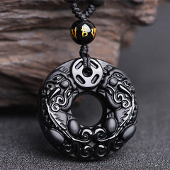 Pixiu Obsidian Wealth Pendant Necklace