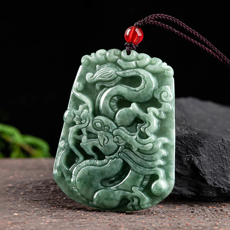 Chinese Zodiac Dragon Jade Strength Necklace Pendant