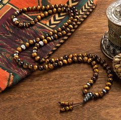 108 Mala Beads Natural Stone Tiger Eye Multi-turn Protection Bracelet