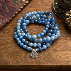 108 Mala Beads Multi-layer Natural Blue Aventurine Lotus Calming Bracelet