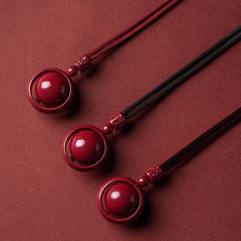 Cinnabar Om Mani Padme Hum PiXiu Blessing Lucky Bead Necklace Pendant