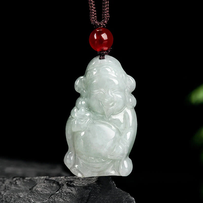 Natural Jade Wealth God Ingot Luck Necklace Pendant