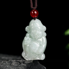 Natural Jade Wealth God Ingot Luck Necklace Pendant