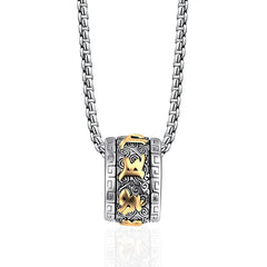 Tibetan Om Mani Padme Hum Titanium Steel Peace Necklace Pendant