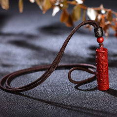 Tibetan Cinnabar Mantra Concentration String Necklace