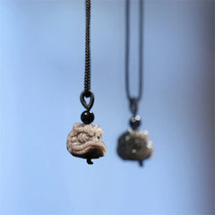 Natural Silver Sheen Obsidian Dancing Animal Protection Necklace Pendant