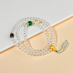 108 Mala Beads White Crystal Clarity Bracelet