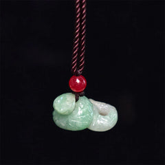Chinese Zodiac Year of the Snake Natural Jade Luck Necklace Pendant