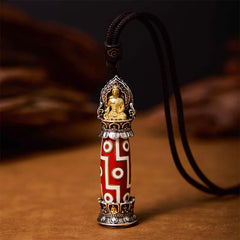 Tibetan Medicine Buddha Nine Eye Dzi Bead Protection Necklace Pendant