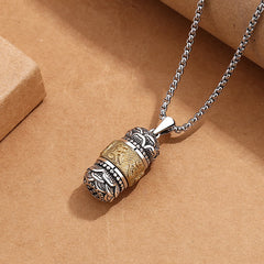 Tibet Om Mani Padme Hum Carved Chain Leather Rope Necklace Pendant